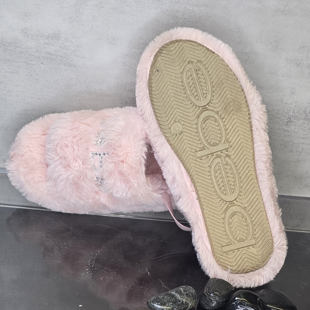 Bebe Pink Fuzzy Slippers 6 - Picture 7 of 8